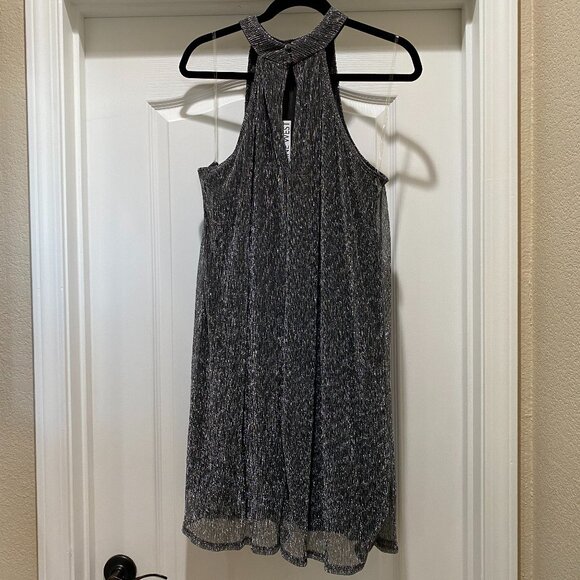 NWT Nine West Halter Neck A-Line Swing Dress - Silver size XL - Picture 3 of 10